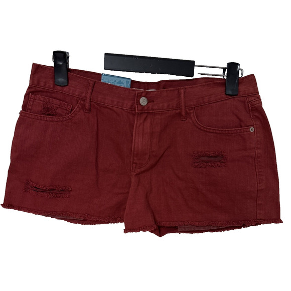 Old Navy Womens Sz 8 Regular Semi Fitted Fringe Hem Rustic Red Distressed Shorts - Picture 1 of 9